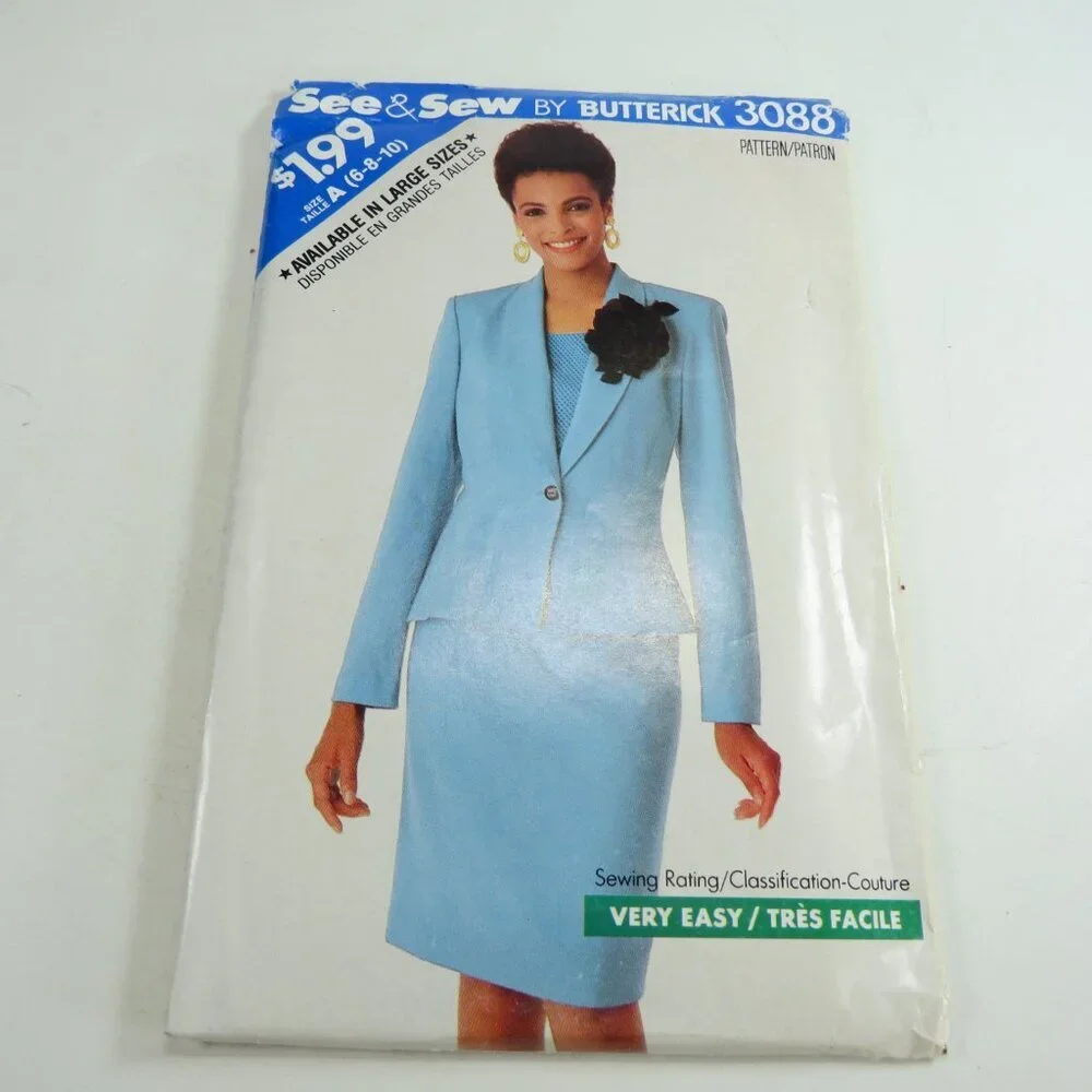 Butterick 3088 -785 Sewing Pattern Easy Jacket, Skirt, Top